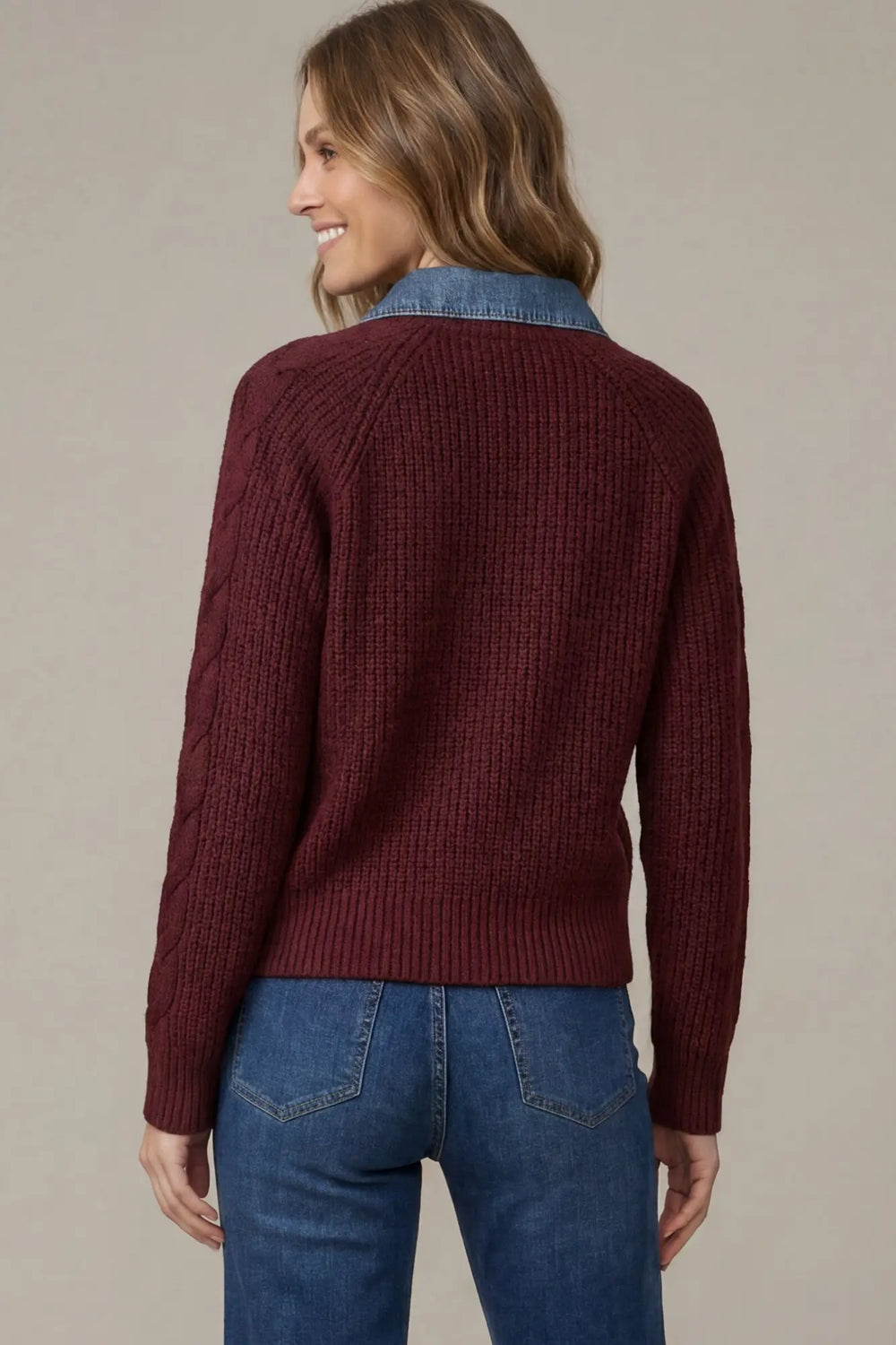 ST1623 - Two-fer Denim Sweater Combo-05-Sweaters-She + Sky-Krista Anne's Boutique, Women's Fashion and Accessories Located in Oklahoma City, OK and Black Mountain, NC