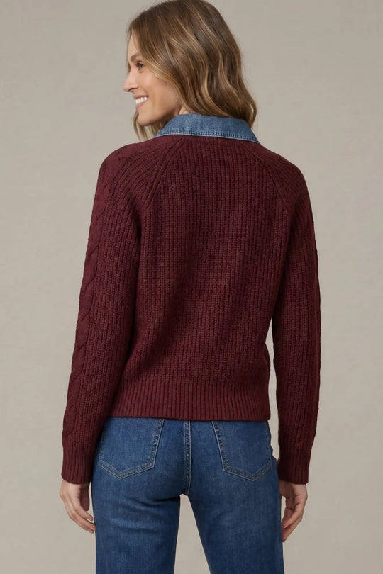 ST1623 - Two-fer Denim Sweater Combo-05-Sweaters-She + Sky-Krista Anne's Boutique, Women's Fashion and Accessories Located in Oklahoma City, OK and Black Mountain, NC