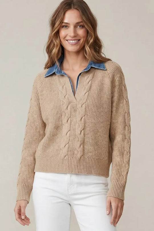 ST1623 - Two-fer Denim Sweater Combo-05-Sweaters-She + Sky-Krista Anne's Boutique, Women's Fashion and Accessories Located in Oklahoma City, OK and Black Mountain, NC