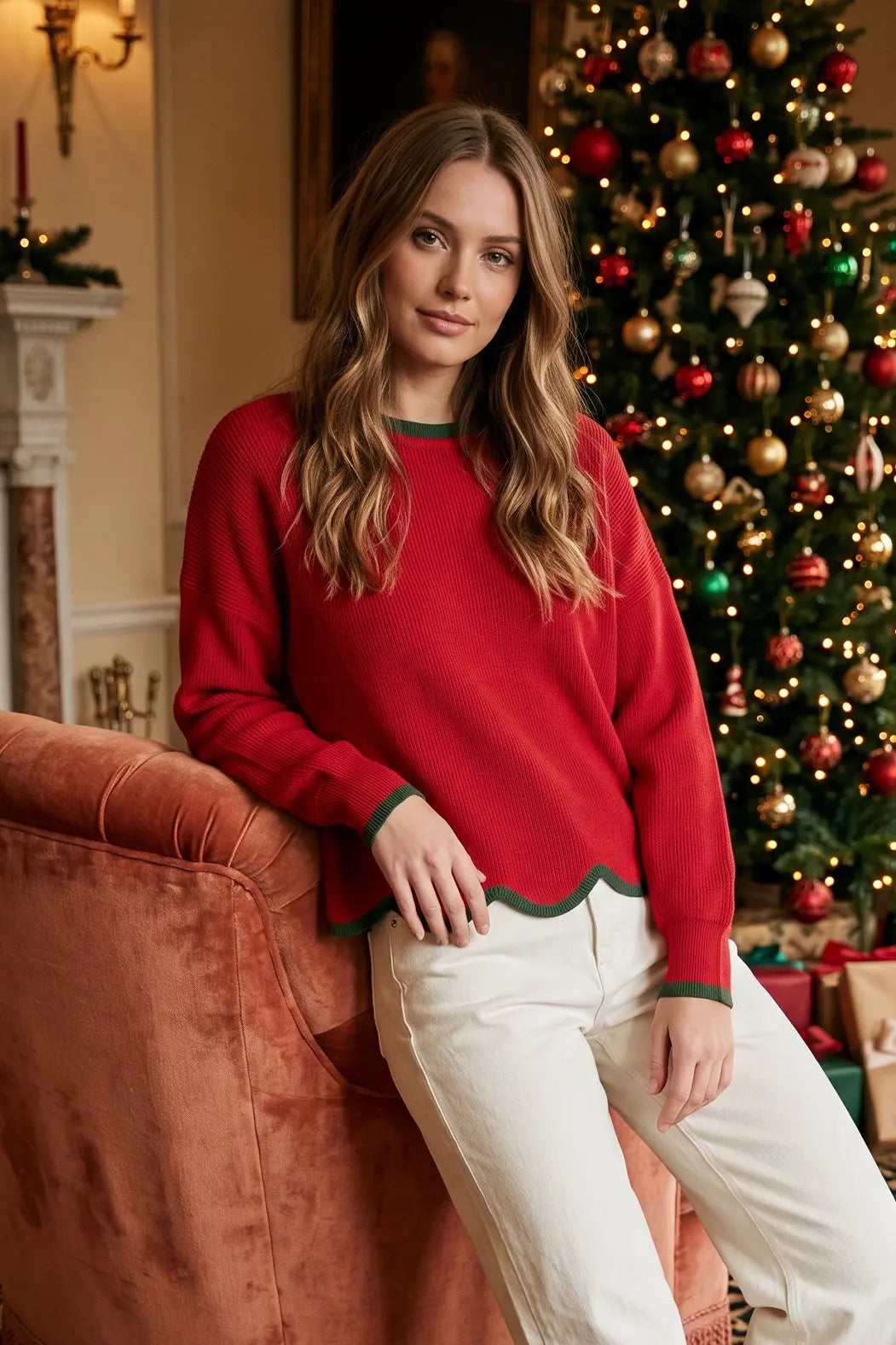 SY7899R2 - Scallop Hem Sweater-05-Sweaters-She + Sky-Krista Anne's Boutique, Women's Fashion and Accessories Located in Oklahoma City, OK and Black Mountain, NC