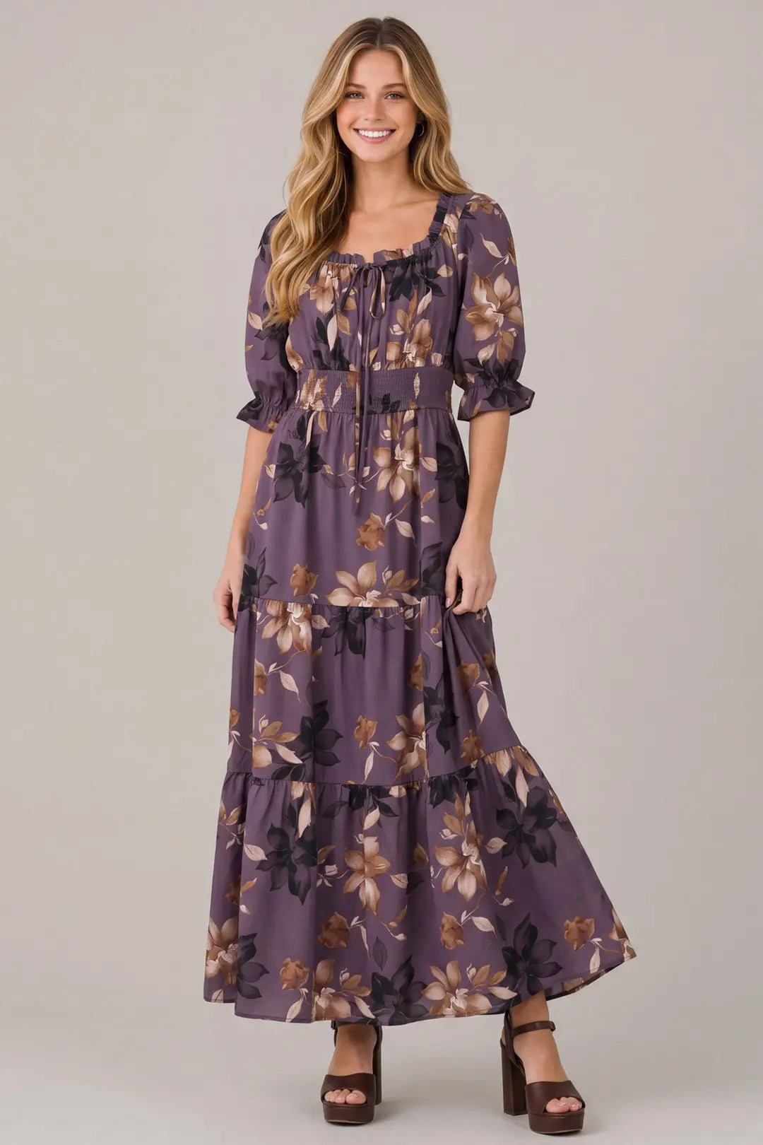 ST2006 - Fauna Peasant Dress-06-Dresses/Jumpsuits-She + Sky-Krista Anne's Boutique, Women's Fashion and Accessories Located in Oklahoma City, OK and Black Mountain, NC
