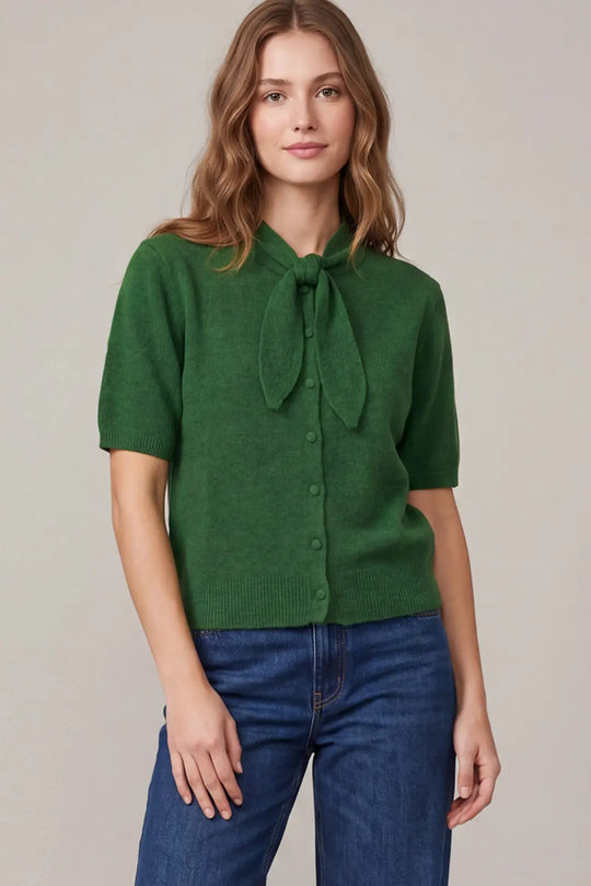 ST2101 - Tie Neck Sweater Top-05-Sweaters-She + Sky-Krista Anne's Boutique, Women's Fashion and Accessories Located in Oklahoma City, OK and Black Mountain, NC