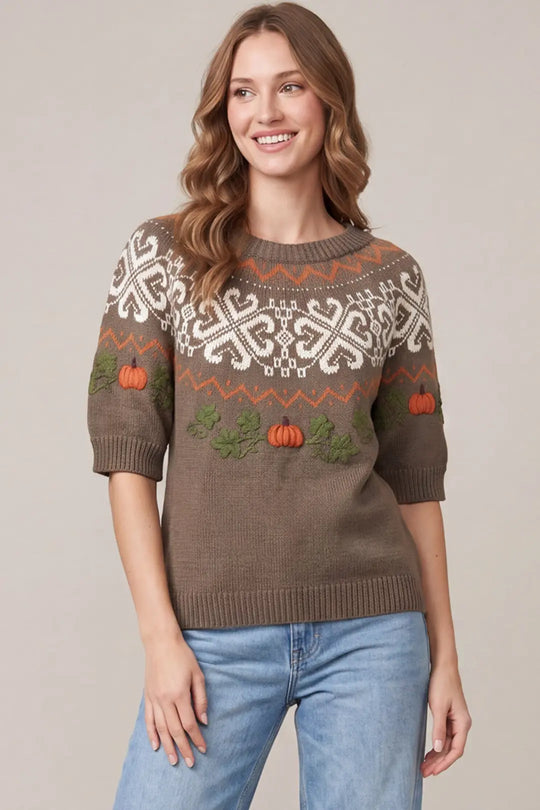 ST1678 - Pumpkin Patch Sweater-05-Sweaters-She + Sky-Krista Anne's Boutique, Women's Fashion and Accessories Located in Oklahoma City, OK and Black Mountain, NC
