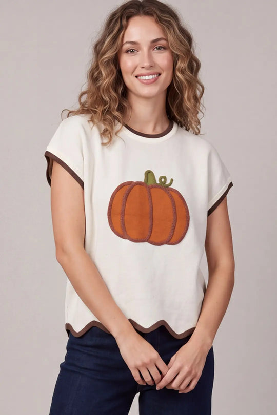 ST2029 - Fall Festival Scallop Hem Top-05-Sweaters-She + Sky-Krista Anne's Boutique, Women's Fashion and Accessories Located in Oklahoma City, OK and Black Mountain, NC