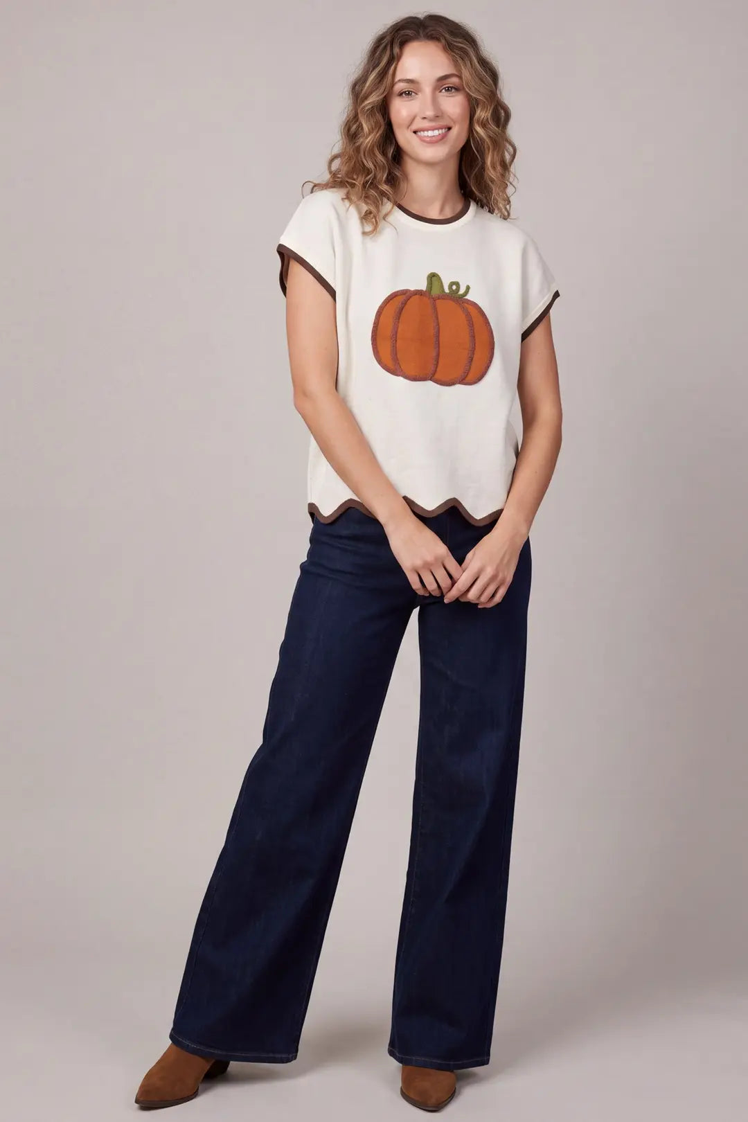 ST2029 - Fall Festival Scallop Hem Top-05-Sweaters-She + Sky-Krista Anne's Boutique, Women's Fashion and Accessories Located in Oklahoma City, OK and Black Mountain, NC