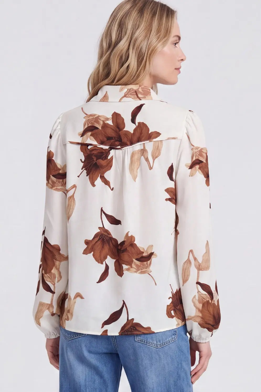 ST2278 - Printed Collared Blouse-02-Tops/Blouses-She + Sky-Krista Anne's Boutique, Women's Fashion and Accessories Located in Oklahoma City, OK and Black Mountain, NC