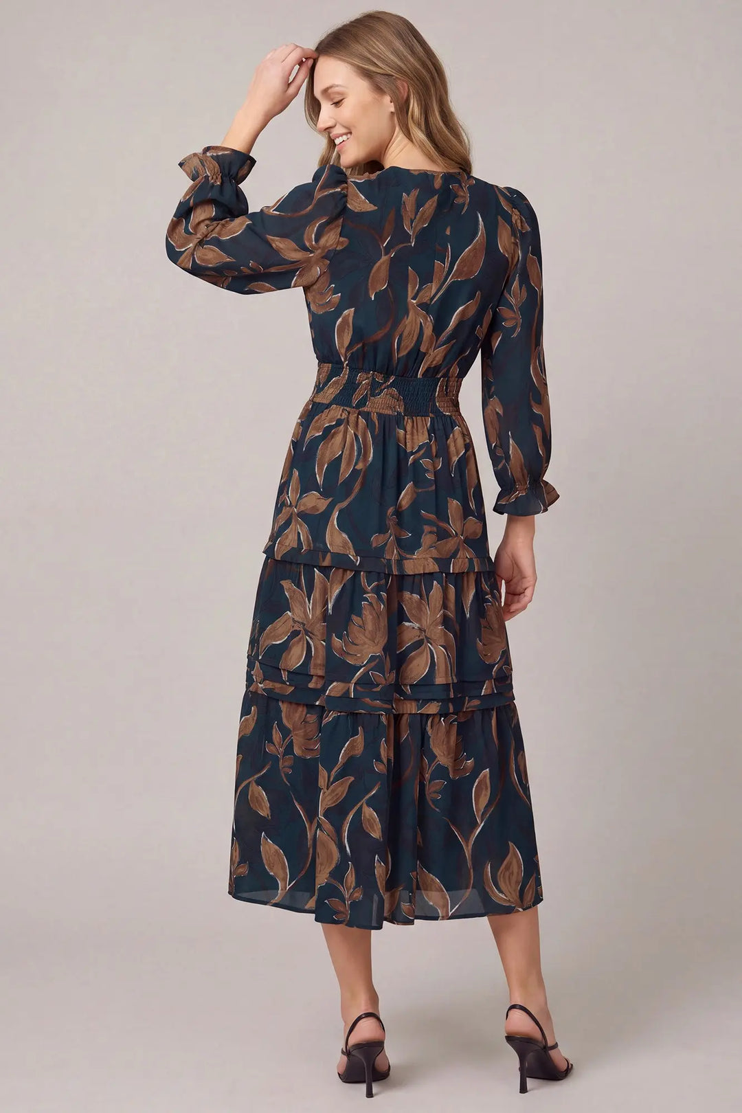 ST2283 - 3/4 Sleeve Tiered Midi Dress-02-Tops/Blouses-She + Sky-Krista Anne's Boutique, Women's Fashion and Accessories Located in Oklahoma City, OK and Black Mountain, NC