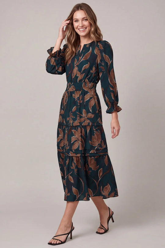 ST2283 - 3/4 Sleeve Tiered Midi Dress-02-Tops/Blouses-She + Sky-Krista Anne's Boutique, Women's Fashion and Accessories Located in Oklahoma City, OK and Black Mountain, NC