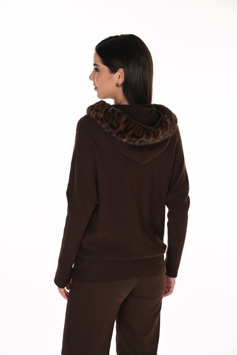 263785 - Fur Trimmed Chevron Tunic Sweater-05-Sweaters-Frank Lyman-Krista Anne's Boutique, Women's Fashion and Accessories Located in Oklahoma City, OK and Black Mountain, NC