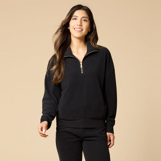 4200-4T - Vintage Velvet Quarter Zip Top-02-Tops/Blouses-Softies-Krista Anne's Boutique, Women's Fashion and Accessories Located in Oklahoma City, OK and Black Mountain, NC