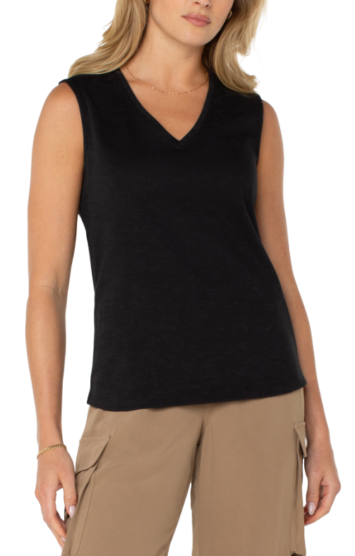 LM8H35K99 - Sleeveless V-Neck Knit Top-03-Tees/Tanks-Liverpool-Krista Anne's Boutique, Women's Fashion and Accessories Located in Oklahoma City, OK and Black Mountain, NC