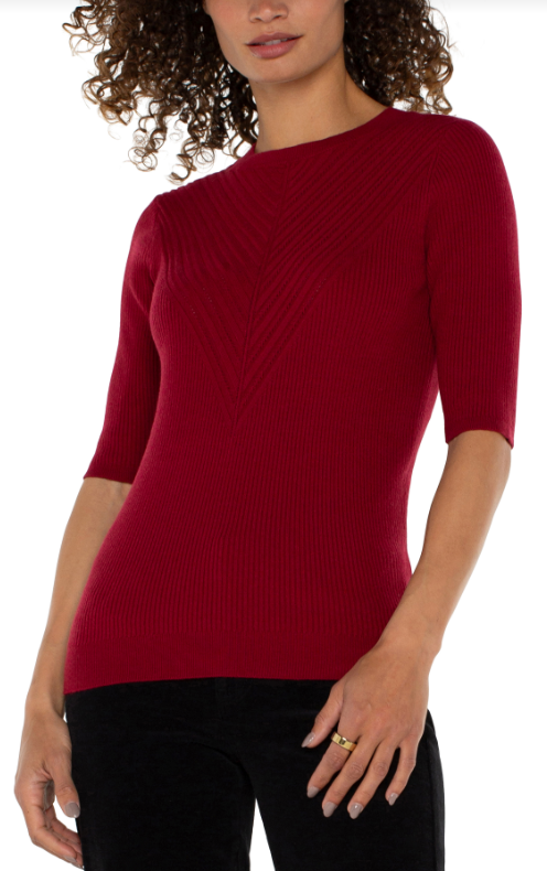 LM8D57SK40 - Elbow Sleeve Crew Neck Sweater-05-Sweaters-Liverpool-Krista Anne's Boutique, Women's Fashion and Accessories Located in Oklahoma City, OK and Black Mountain, NC