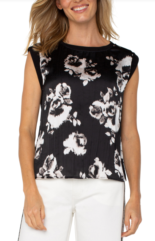 LM8E80PC5 - Sleeveless Woven to Knit Top-03-Tees/Tanks-Liverpool-Krista Anne's Boutique, Women's Fashion and Accessories Located in Oklahoma City, OK and Black Mountain, NC