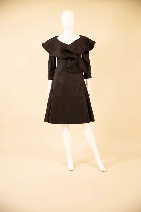 F26030 - A-Line Dress w/ Ruffle V Neckline