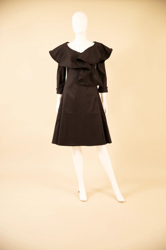 F26030 - A-Line Dress w/ Ruffle V Neckline