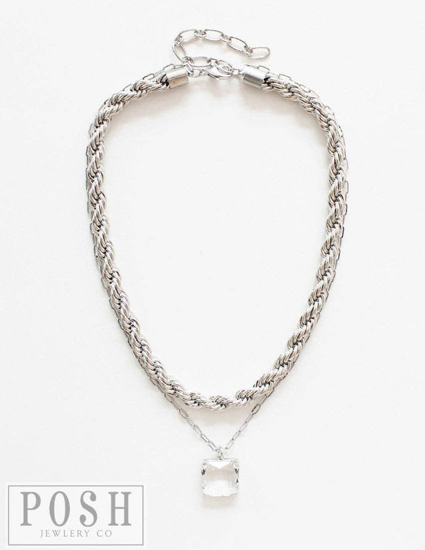 9PN066 - Double chain necklace-10-Jewelry-Pink Panache Brands-Krista Anne's Boutique, Women's Fashion and Accessories Located in Oklahoma City, OK and Black Mountain, NC