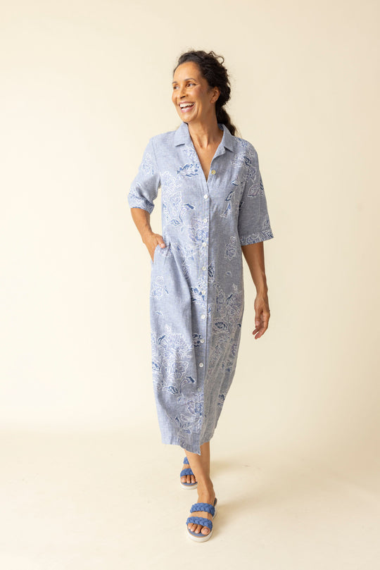 47586 - Linen Bloomer Retro Go To Dress-06-Dresses/Jumpsuits-Habitat-Krista Anne's Boutique, Women's Fashion and Accessories Located in Oklahoma City, OK and Black Mountain, NC