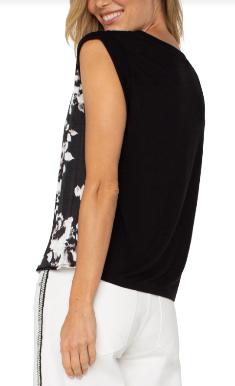 LM8E80PC5 - Sleeveless Woven to Knit Top-03-Tees/Tanks-Liverpool-Krista Anne's Boutique, Women's Fashion and Accessories Located in Oklahoma City, OK and Black Mountain, NC