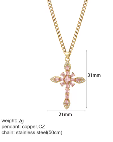 NK019GAC23049G7 - Embellished Cross Pendant-10-Jewelry-Aslan Rose-Krista Anne's Boutique, Women's Fashion and Accessories Located in Oklahoma City, OK and Black Mountain, NC