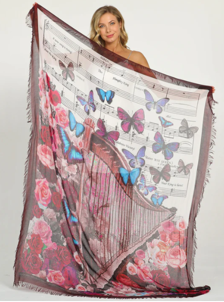 D-185 - Harp in Your Heart - Loves Pure Light Scarf-08-Scarves/Wrapes-Love's Pure Light-Krista Anne's Boutique, Women's Fashion and Accessories Located in Oklahoma City, OK and Black Mountain, NC