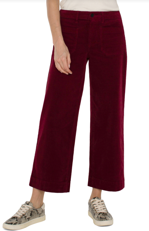 LM4657CD7 - Corduroy Crop Wide Leg w/ Patch Pockets-04-Bottoms-Liverpool-Krista Anne's Boutique, Women's Fashion and Accessories Located in Oklahoma City, OK and Black Mountain, NC