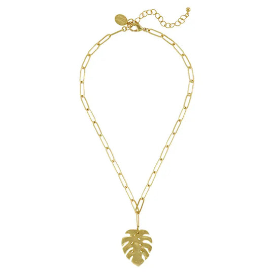 3696ML - Monstera Leaf Pendant-10-Jewelry-Susan Shaw-Krista Anne's Boutique, Women's Fashion and Accessories Located in Oklahoma City, OK and Black Mountain, NC