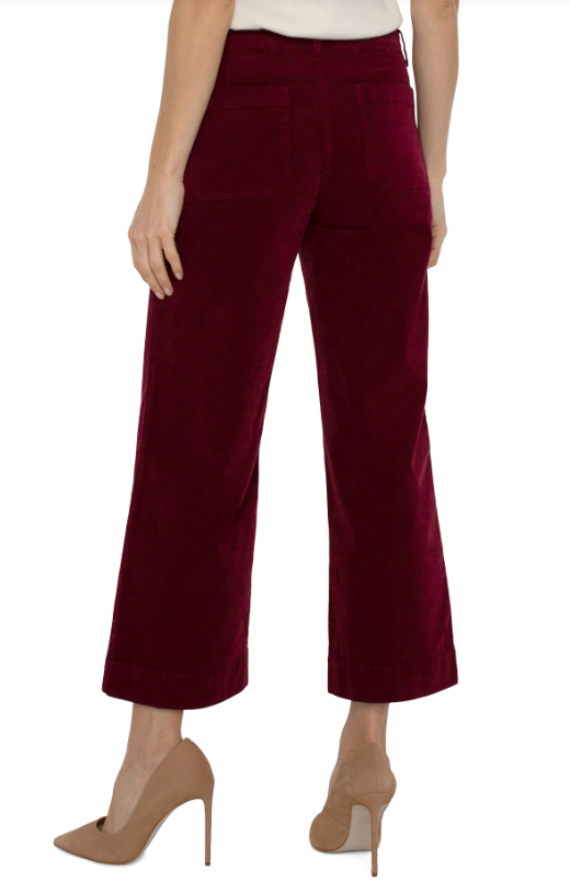 LM4657CD7 - Corduroy Crop Wide Leg w/ Patch Pockets-04-Bottoms-Liverpool-Krista Anne's Boutique, Women's Fashion and Accessories Located in Oklahoma City, OK and Black Mountain, NC