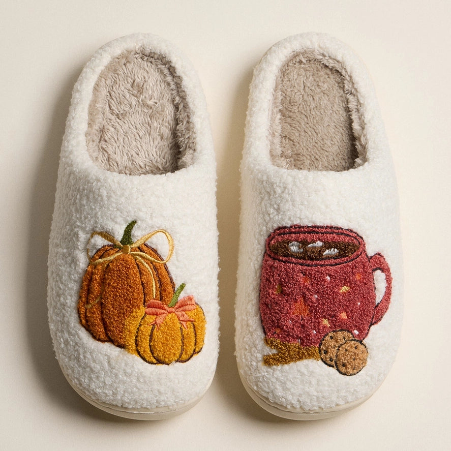 Pumpkin Season Sherpa Slippers-12-Gifts-Frem-Krista Anne's Boutique, Women's Fashion and Accessories Located in Oklahoma City, OK and Black Mountain, NC
