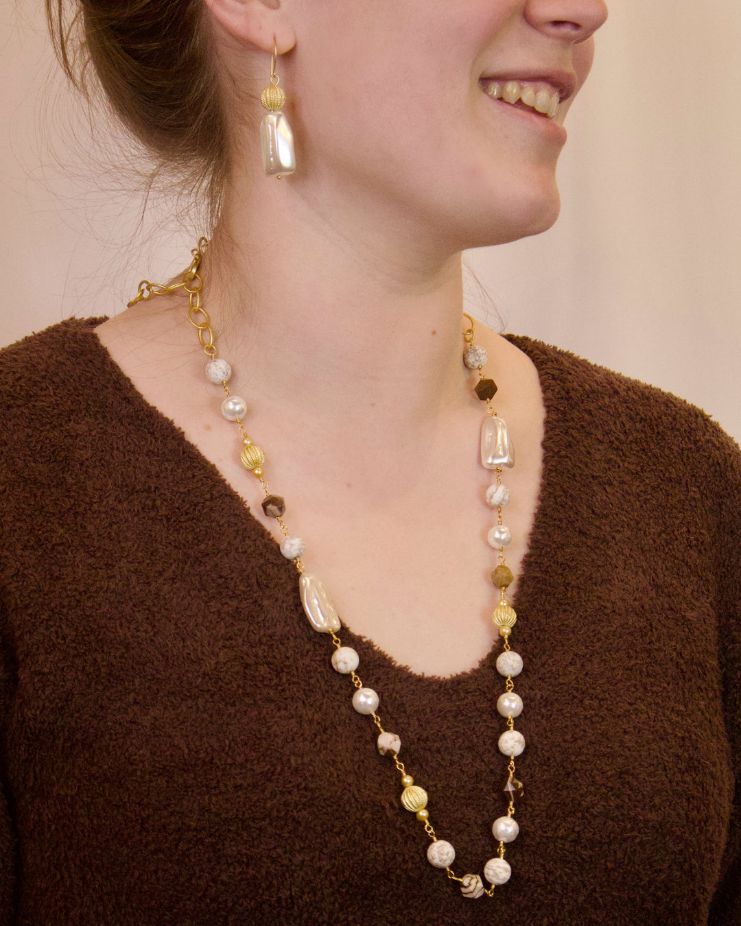 NW-25-84 - Pearl and Jasper Necklace-10-Jewelry-Michele Busch Jewelry-Krista Anne's Boutique, Women's Fashion and Accessories Located in Oklahoma City, OK and Black Mountain, NC