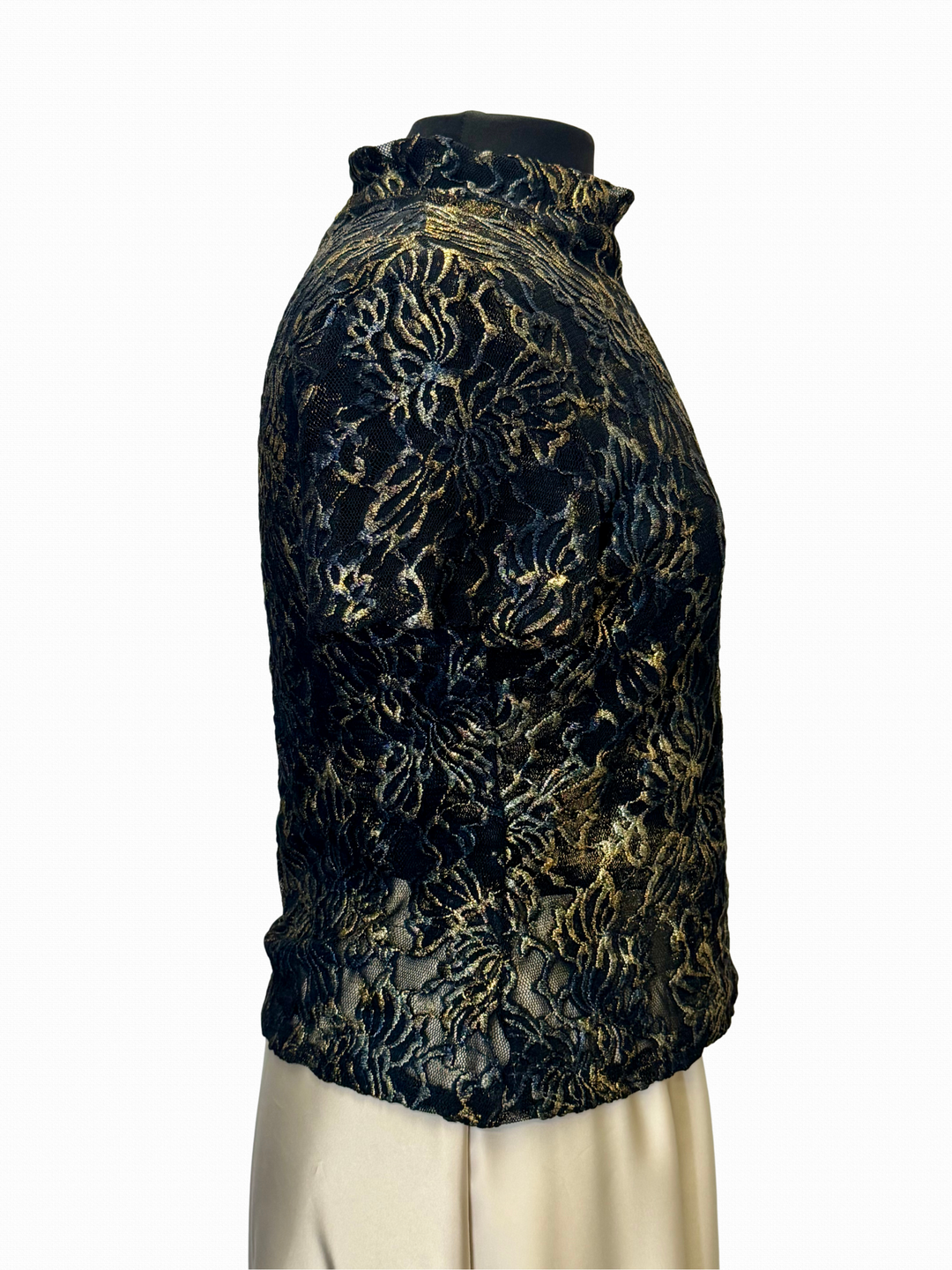 254321 - Mock Neck Short Sleeve Lace Top-02-Tops/Blouses-Frank Lyman-Krista Anne's Boutique, Women's Fashion and Accessories Located in Oklahoma City, OK and Black Mountain, NC