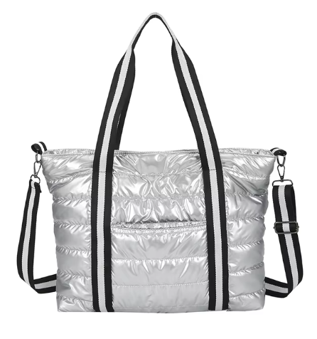 Metallic Puffer Tote-09-Accessories-Aslan Rose-Krista Anne's Boutique, Women's Fashion and Accessories Located in Oklahoma City, OK and Black Mountain, NC