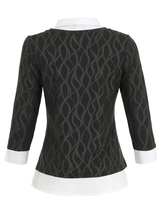 74122 - Two-fer Wave Print Top-02-Tops/Blouses-Dolcezza-Krista Anne's Boutique, Women's Fashion and Accessories Located in Oklahoma City, OK and Black Mountain, NC