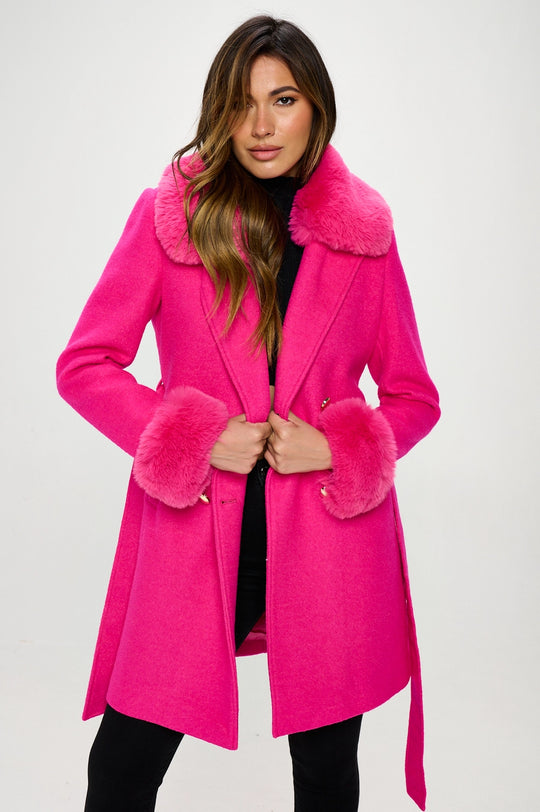 W428L3 - Faux Fur Trimmed Enchantment Coat-07-Coats/Outerwear-LA Coalition-Krista Anne's Boutique, Women's Fashion and Accessories Located in Oklahoma City, OK and Black Mountain, NC