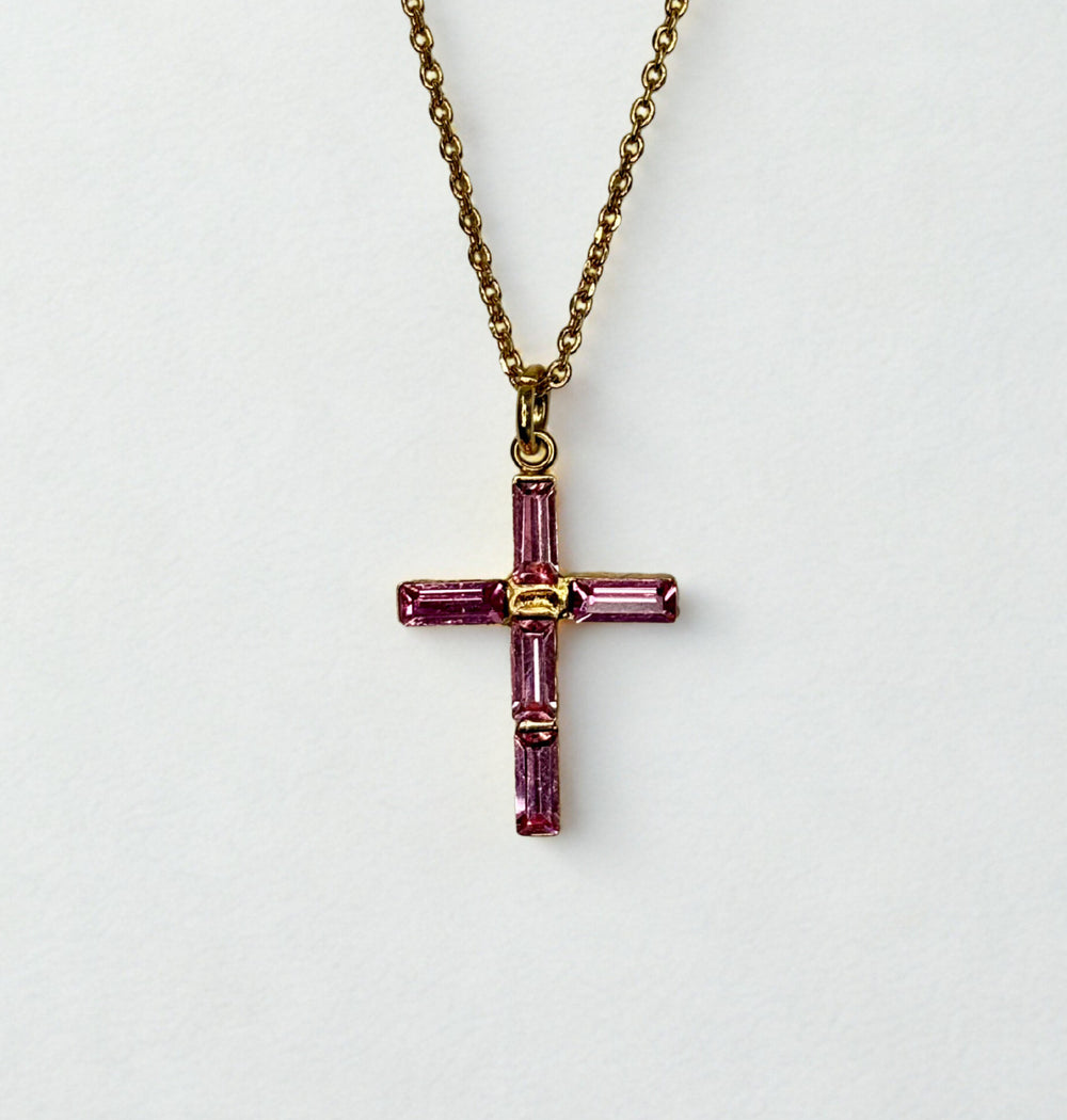 N-5518/1-223209-YG - Petite Baguette Cross Necklace-10-Jewelry-Mariana-Krista Anne's Boutique, Women's Fashion and Accessories Located in Oklahoma City, OK and Black Mountain, NC