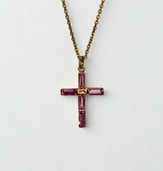 N-5518/1-223209-YG - Petite Baguette Cross Necklace-10-Jewelry-Mariana-Krista Anne's Boutique, Women's Fashion and Accessories Located in Oklahoma City, OK and Black Mountain, NC