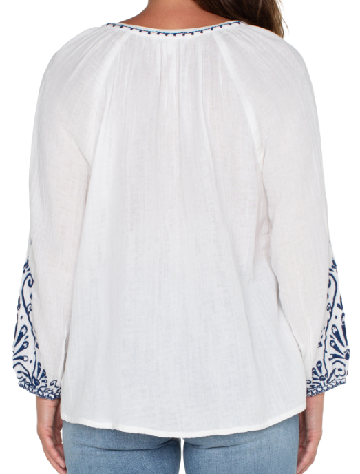 LM8B71EE6E05 - L/S Embroidered Double Gauze Woven Top