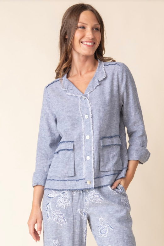 41552 - Linen Solid Summer Breeze Jacket-01-Jackets/Blazers-Habitat-Krista Anne's Boutique, Women's Fashion and Accessories Located in Oklahoma City, OK and Black Mountain, NC