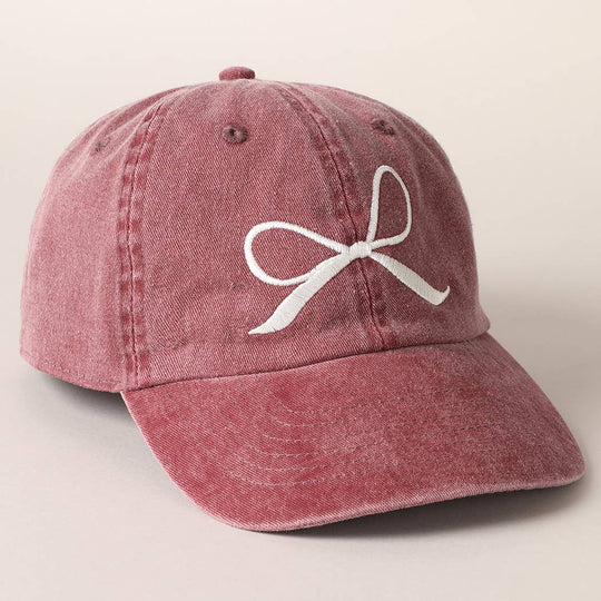 Bow Embroidered Cotton Baseball Cap-09-Accessories-Fashion City-Krista Anne's Boutique, Women's Fashion and Accessories Located in Oklahoma City, OK and Black Mountain, NC