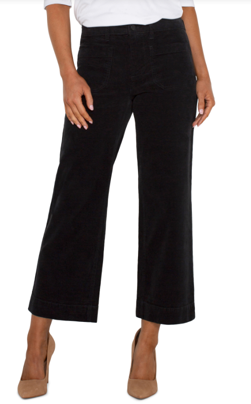 LM4657CD7 - Corduroy Crop Wide Leg w/ Patch Pockets-04-Bottoms-Liverpool-Krista Anne's Boutique, Women's Fashion and Accessories Located in Oklahoma City, OK and Black Mountain, NC