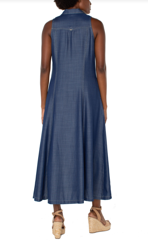 LMD010Y47 - Sleeveless Button-Down Maxi Dress-06-Dresses/Jumpsuits-Liverpool-Krista Anne's Boutique, Women's Fashion and Accessories Located in Oklahoma City, OK and Black Mountain, NC