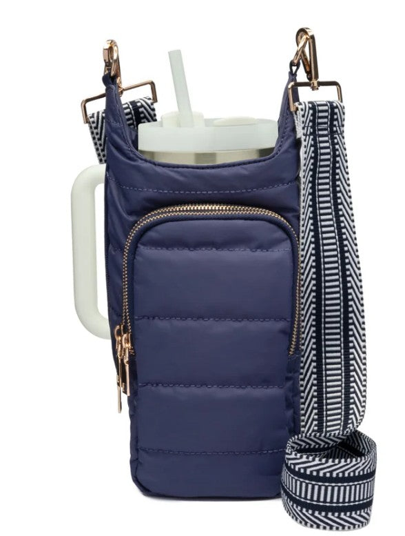 WBB4-Island Navy - Matte Puffer HydroBag® w/ Zipper for Handle-09-Accessories-Wanderfull-Krista Anne's Boutique, Women's Fashion and Accessories Located in Oklahoma City, OK and Black Mountain, NC