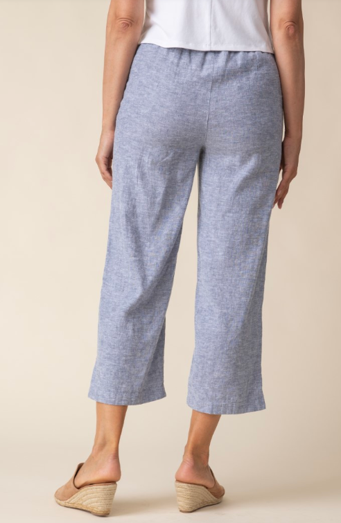 41576 - Linen Solid Pleat Button Capri-04-Bottoms-Habitat-Krista Anne's Boutique, Women's Fashion and Accessories Located in Oklahoma City, OK and Black Mountain, NC