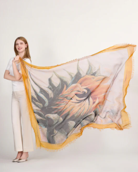 D-526 - Sunflower - Turn Towards the Sun - Loves Pure Light Scarf-08-Scarves/Wrapes-Love's Pure Light-Krista Anne's Boutique, Women's Fashion and Accessories Located in Oklahoma City, OK and Black Mountain, NC