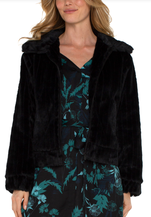 LM1A98FR1 - Zip Up Fur Jacket-01-Jackets/Blazers-Liverpool-Krista Anne's Boutique, Women's Fashion and Accessories Located in Oklahoma City, OK and Black Mountain, NC