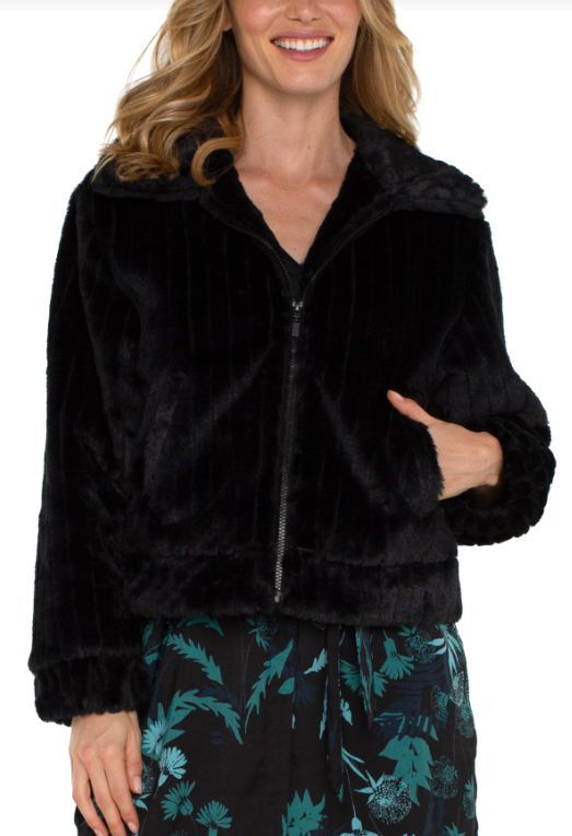 LM1A98FR1 - Zip Up Fur Jacket-01-Jackets/Blazers-Liverpool-Krista Anne's Boutique, Women's Fashion and Accessories Located in Oklahoma City, OK and Black Mountain, NC