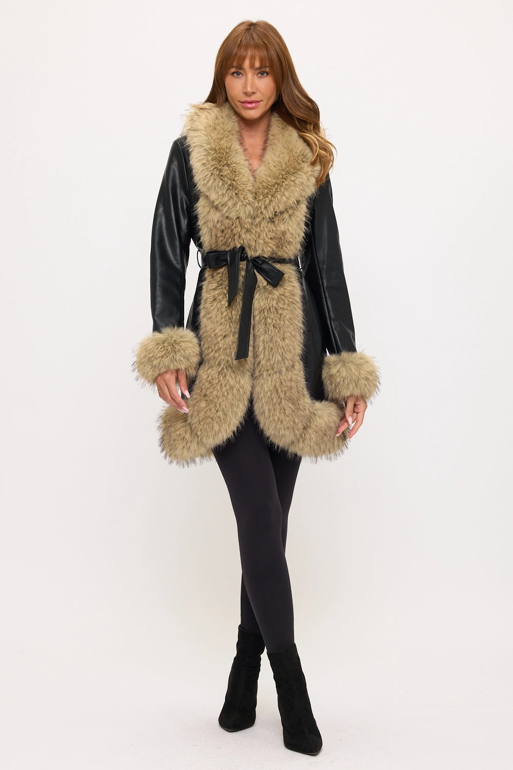 CLAPC0018 - Avenue Fur Trim Faux Leather Coat-07-Coats/Outerwear-LA Coalition-Krista Anne's Boutique, Women's Fashion and Accessories Located in Oklahoma City, OK and Black Mountain, NC