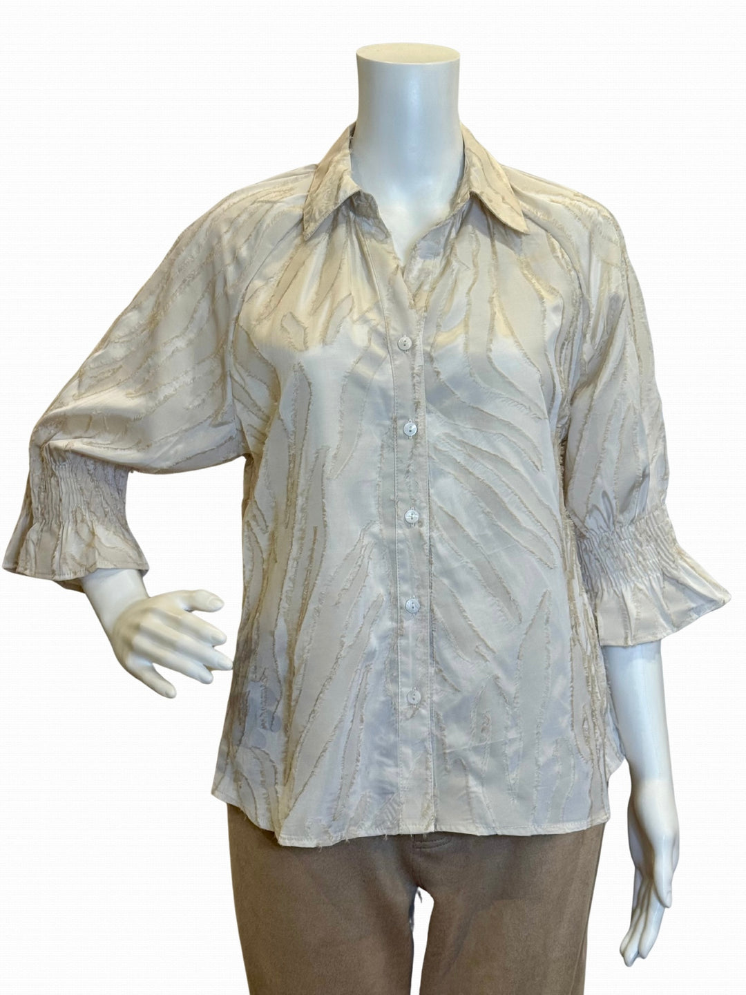 615419 - Satin Eyelash Fringe Blouse-02-Tops/Blouses-Boho Chic-Krista Anne's Boutique, Women's Fashion and Accessories Located in Oklahoma City, OK and Black Mountain, NC