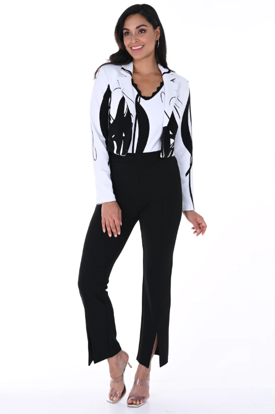 246228u - Front Split Long Pant-04-Bottoms-Frank Lyman-Krista Anne's Boutique, Women's Fashion and Accessories Located in Oklahoma City, OK and Black Mountain, NC