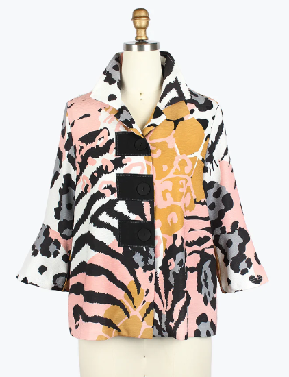 4960 - Animal Prints Button Patch Jacket-01-Jackets/Blazers-Damee-Krista Anne's Boutique, Women's Fashion and Accessories Located in Oklahoma City, OK and Black Mountain, NC