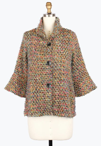 4980 - Rainbow Tweed Jacket-01-Jackets/Blazers-Damee-Krista Anne's Boutique, Women's Fashion and Accessories Located in Oklahoma City, OK and Black Mountain, NC